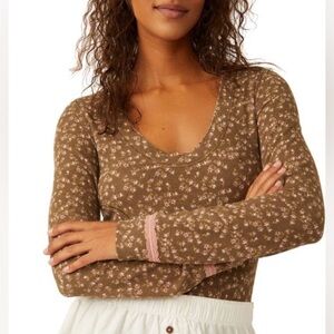 Free People Sugar Dreams floral thermal bodysuit- Medium